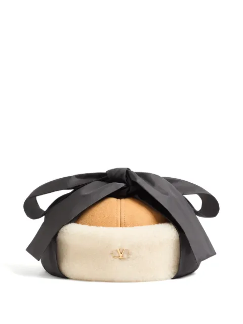 Valentino Garavani Vlogo Signature shearling cap Neutrals WHQA21YEB