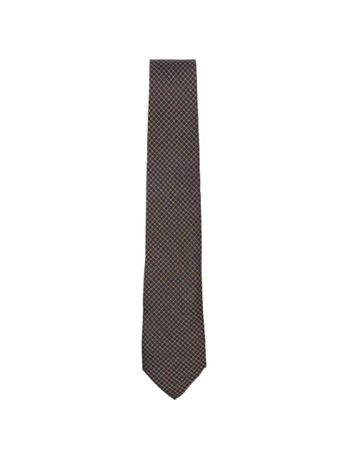 Canali geometric-pattern floral-motif tie Brown HJ0470218