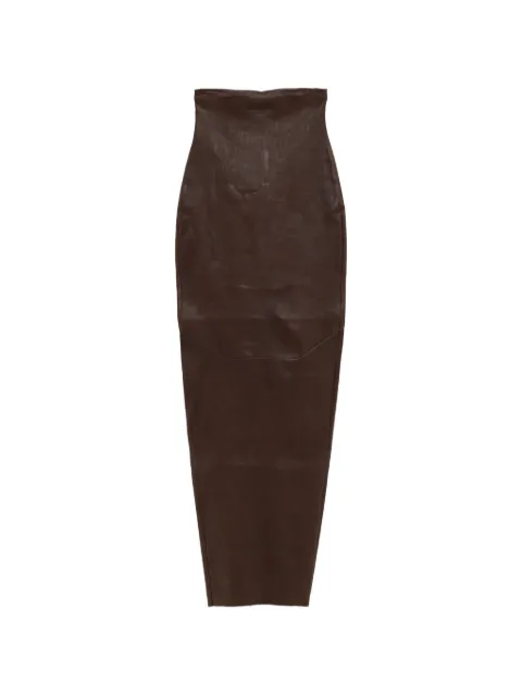 Rick Owens zip-fastening leather maxi skirt Brown RP02F5364LSV