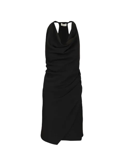 Al Duca D’Aosta 1902 cowl-neck wrap mid dress Black 4796