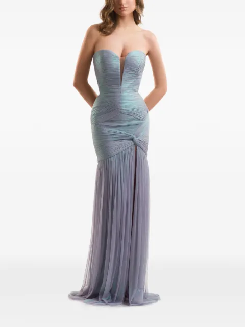 IMROSKA ruched slit-detail dress Purple IMROSKALILLYFOREST