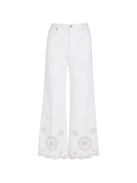 FRAME Eyelet broderie-anglaise flare trousers White 3032EMB728