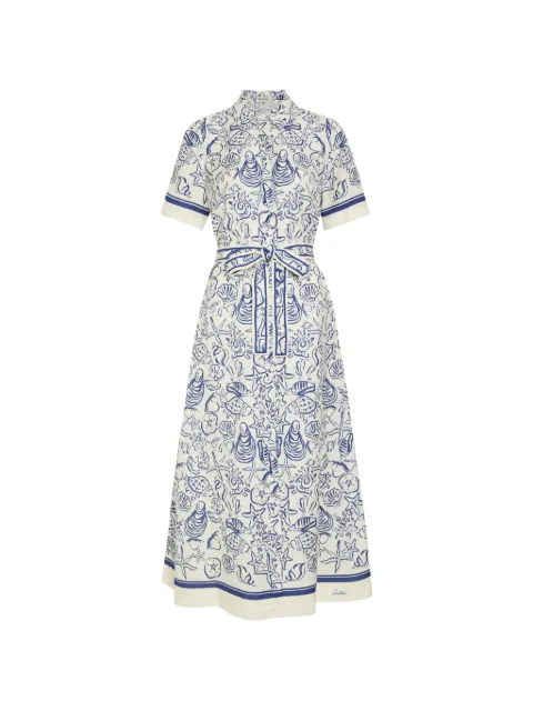 SIMKHAI Audria seashell-print belted midi dress White 3261250SW