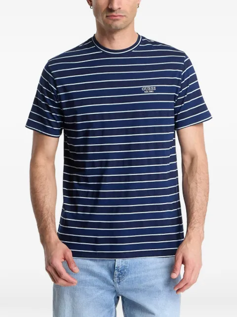 GUESS USA Koszulka w paski striped logo-print T-shirt Blue M6GI12K2993SB05