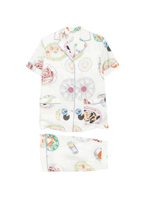 Olivia von Halle Ingo Cordoba seafood-print pajamas White PF26031