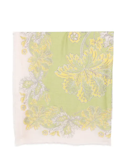La DoubleJ floral-print frayed-edge scarf Green SCA0060MOS001SWA03