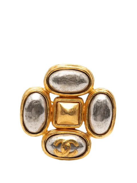 CHANEL Pre-Owned 1997 CC Gold Plated Gripoix Clover Brooch costume brooch Gold EJJHFA8RUXA2QRNP