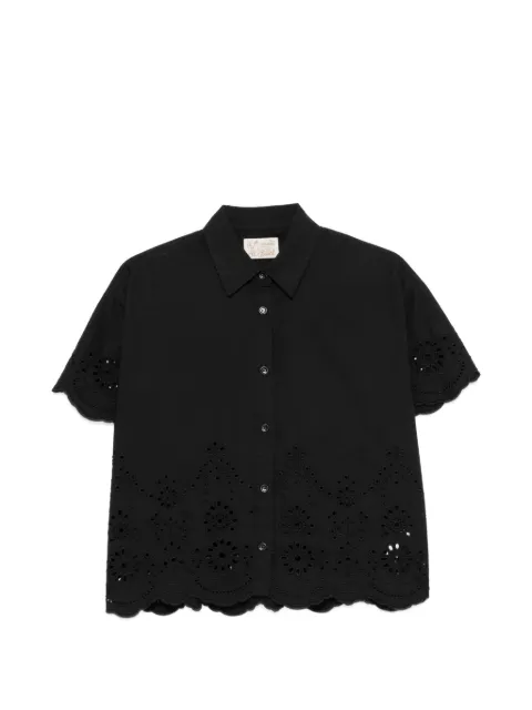 MC2 Saint Barth Clementine broderie-anglaise scalloped shirt Black CEM0001