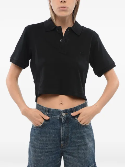 John Richmond Aicardi embroidered cropped polo shirt Black UWP24101PO