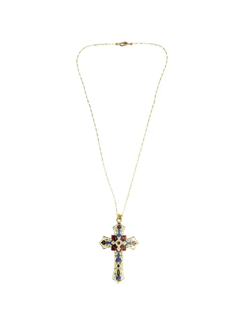 Madison enamel cross pendant necklace Gold MBHV2