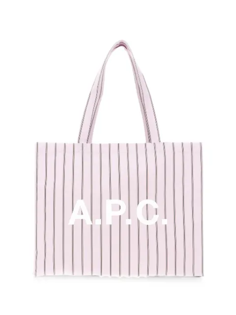 A.P.C. Diane logo-print striped tote bag Pink COHLJM61443