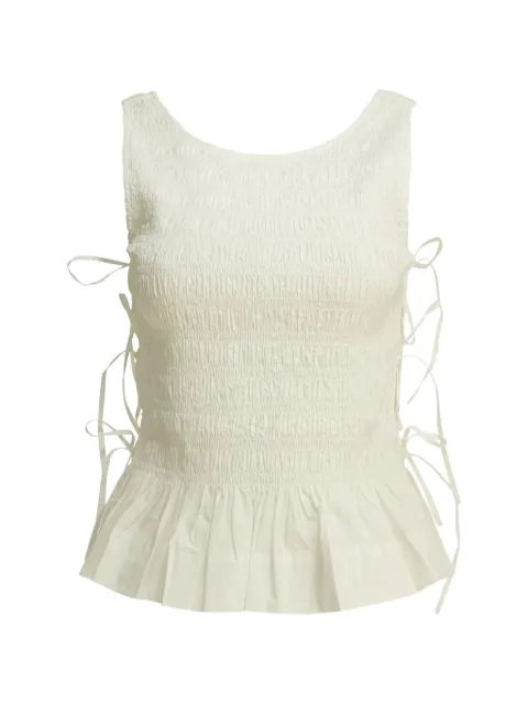 GANNI shirred side-tie Top Neutrals A1040516151