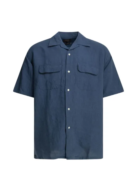 BEAMS PLUS short-sleeved flap-pocket shirt Blue 3801028813975