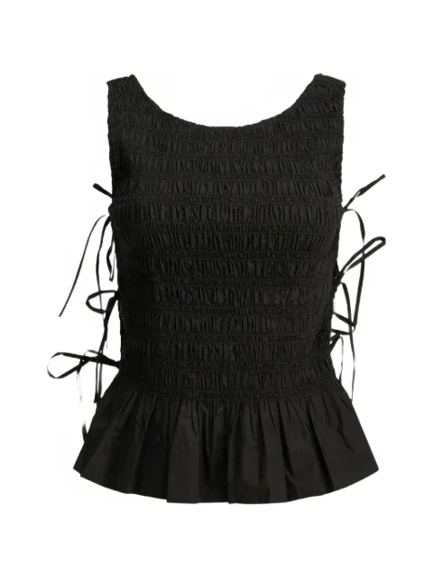 GANNI smocked-effect peplum top Black A1040517