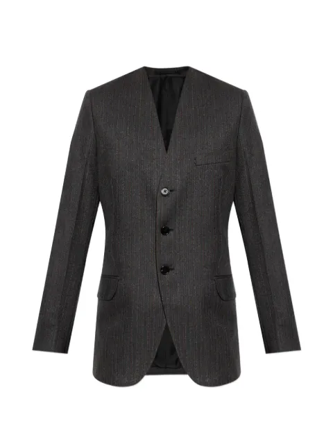 Jil Sander pinstriped collarless fitted blazer Grey J02BN0261J40334