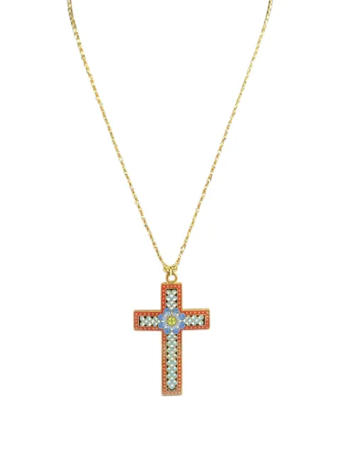 Madison enamel cross-pendant necklace Gold MBHV1