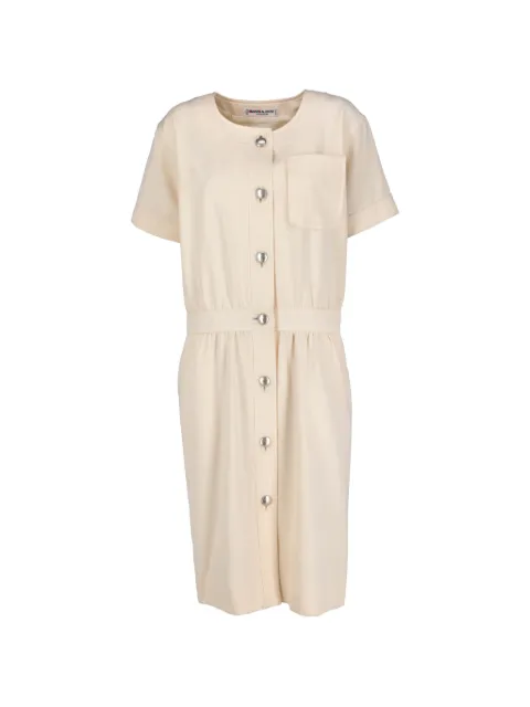 Saint Laurent Pre-Owned button-up short-sleeve dress Neutrals MR1207253