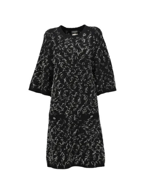 CHANEL Pre-Owned feather-effect button-detail dress Black CVB24612