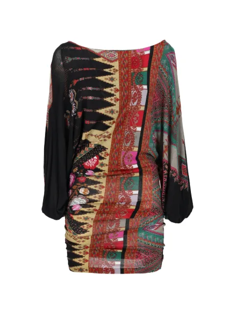 Etro Vintage Paisley-print batwing-sleeve dress Red CVB2213125