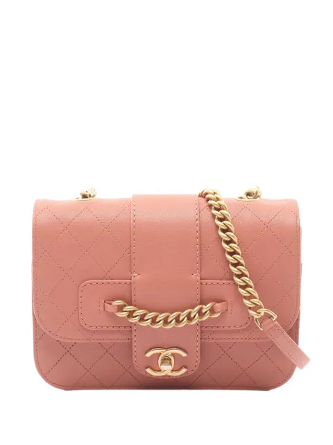 CHANEL Pre-Owned 2018 Front Chain Sheepskin Flap crossbody bag Pink 4QP1ET3Z2CFTYQ3P