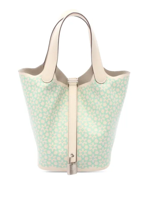Hermès Pre-Owned 2022 Swift Lucky Daisy Picotin Lock 18 handbag White 9R0POM39CSNBPUZ2