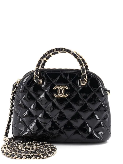CHANEL Pre-Owned CC Dome Zip Quilted Patent Mini crossbody bag Black JLXV5IJZRM0R7I0Q