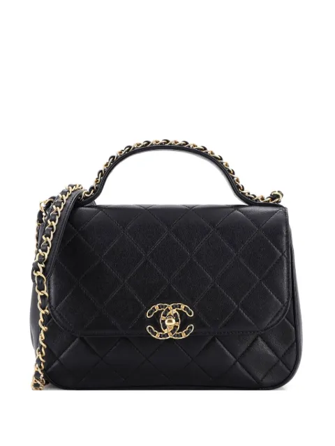 CHANEL Pre-Owned Chain Infinity Top Handle Bag Quilted Calfskin Mini crossbody bag Black 9GXAAAM7R7B3T78L