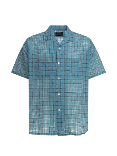 BEAMS PLUS check-pattern short-sleeve shirt Blue 3801027813970