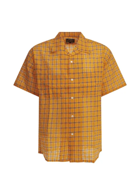 BEAMS PLUS check-print short-sleeve shirt Orange 3801027813945