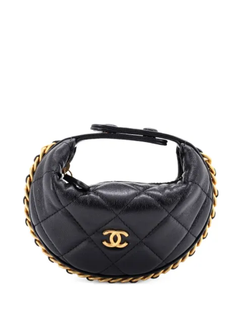 CHANEL Pre-Owned Chain Around Pouch Quilted Lambskin Extra Mini hobo bag Black OYSPJYYFJ38OOU0B