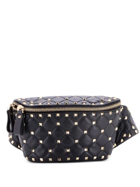 Valentino Garavani Pre-Owned Rockstud Spike Quilted Leather Small belt bag Black O1AB46EHVCK8H8ST