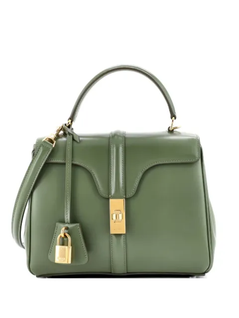 Celine Pre-Owned 16 Top Handle Bag Smooth Calfskin Small satchel Green B8ZG82GES4NESHKJ