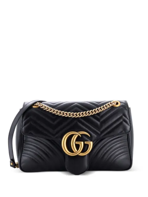 Gucci Pre-Owned GG Marmont Flap Bag Matelasse Leather Medium shoulder bag Black 9T2DPU9FX6KY5JMW