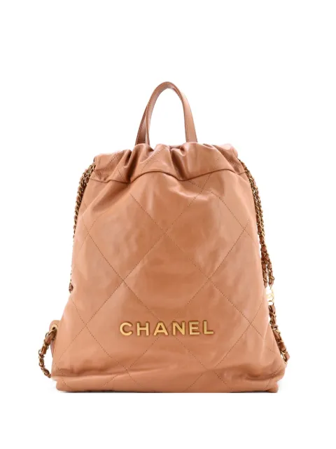 CHANEL Pre-Owned 22 Chain Quilted Calfskin Medium backpack Brown J02P3YVI6LJLIW07