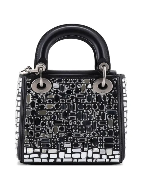 Christian Dior Pre-Owned Lady Dior Chain Bag Leather and Mirror Mosaic Mini shoulder bag Black QYWNE94BJLLDU20S