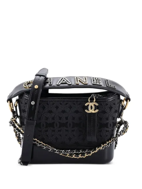CHANEL Pre-Owned Gabrielle Hobo with Logo Handle Laser Cut Calfskin and Wool Felt Small crossbody bag Black NOQ0HGN6QB4G3W92