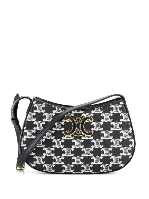 Celine Pre-Owned Triomphe Tilly Bag Triomphe Coated Canvas Medium shoulder bag Black ABU8FW04YTEZ08B7