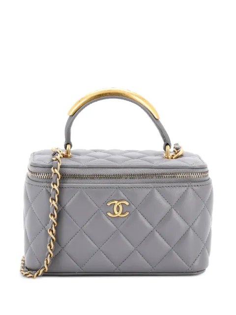 CHANEL Pre-Owned CC Top Handle Vanity Case with Chain Quilted Lambskin with Metal Small satchel Grey 9CJHIULSHBA0GN0H