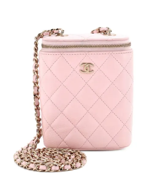 CHANEL Pre-Owned Vertical Classic Vanity Case with Chain Quilted Caviar Small shoulder bag Pink VZMLOJCN6PY7B8D1