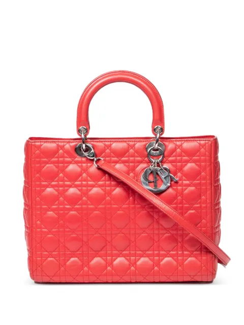 Christian Dior Pre-Owned large Lady Dior Cannage tote bag Red 05MA1028
