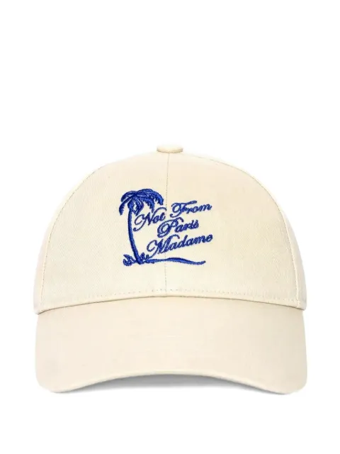 Drôle De Monsieur palm-tree-embroidered slogan-print cap Neutrals KCP197CO138