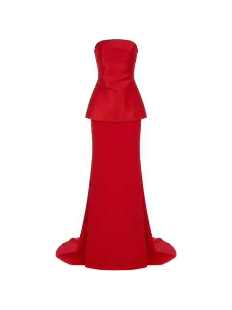 Solace London strapless peplum-waist maxi dress Red OS47031