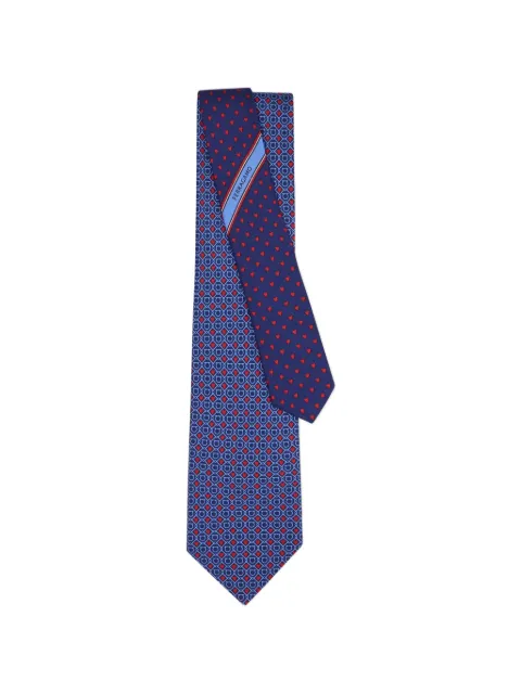 Ferragamo Gancini hearts-print silk tie Blue 794745