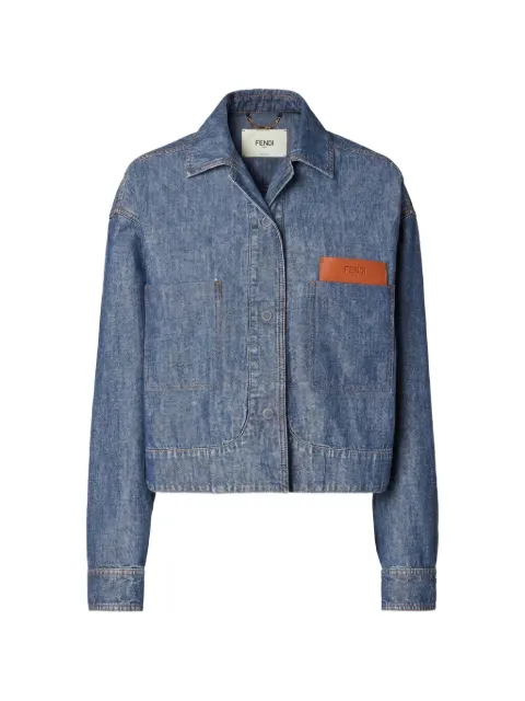 FENDI logo-patch patch-pocket jacket Blue FLF861AW8H