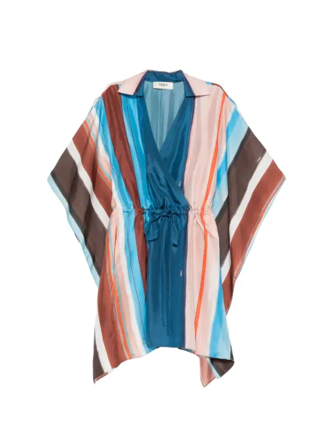 FENDI striped silk mini dress Blue FDD611AMET
