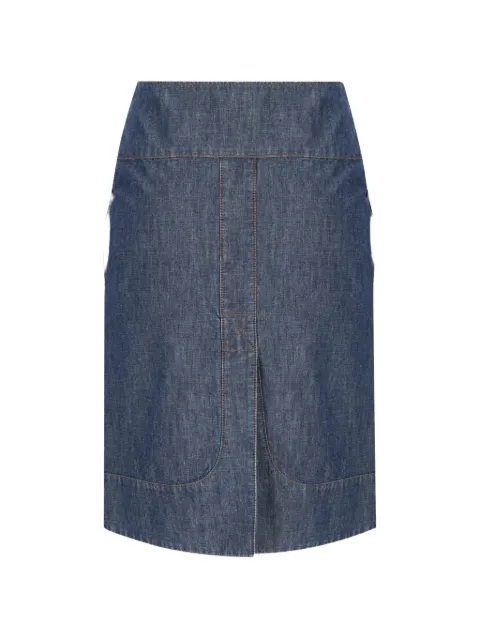 FENDI zip-fastening leather-detail denim skirt Blue FLQ609AW8H
