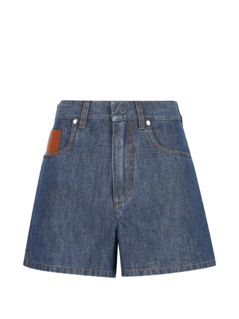 FENDI chambray logo-patch shorts Blue FLP861AW8H