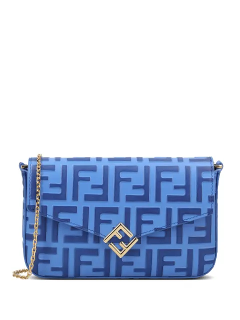 FENDI FF Diamonds embossed chain wallet Blue 8M0509ADYM
