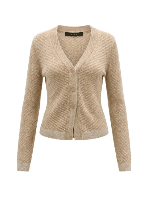 Toccin Bobby chevron-knit cardigan Neutrals TU6971N442