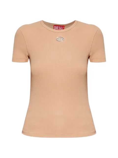 Diesel T-Ele-Long-Od logo-plaque ribbed T-shirt Neutrals A199100JMBA